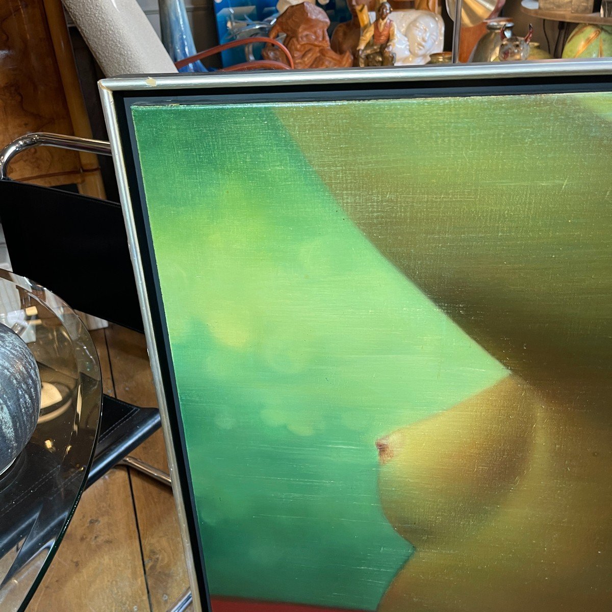 Erwin Mackowiak "nude Tamara" Belgian Pop'art Painting, Hyperrealistic Oil On Canvas, 1972-photo-3